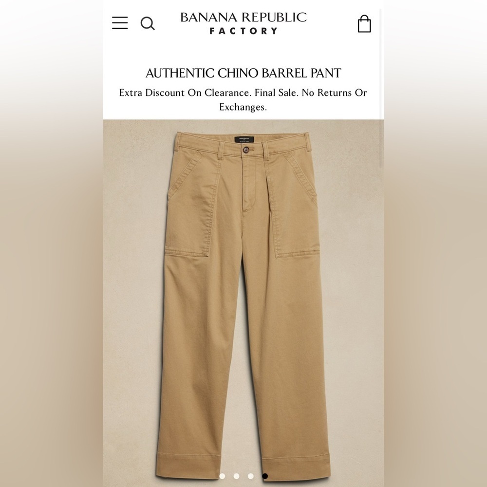 AUTHENTIC CHINO BARREL PANT Size 8 NWT
